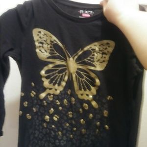 Long sleeve girls butterfly shirt